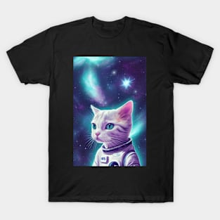 Funny Astronaut Cat in Space T-Shirt